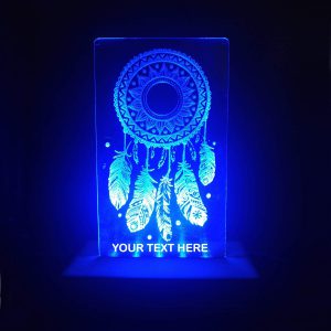 PersonalizedCustom Engraving Text Night Light - 3D Illusion Crystal Lamp blue
