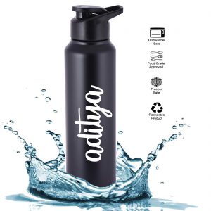 Custom Engraved water bottle black
